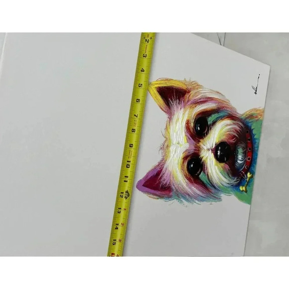 Handpainted Canvas of a Multicolor Yorkie Home Decor Dog Lovers Art Printed - Picture 6 of 8